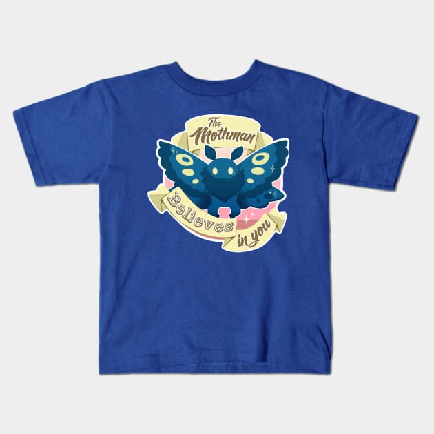 The Mothman Believes in You Kids T-Shirt by dragonrise_studio